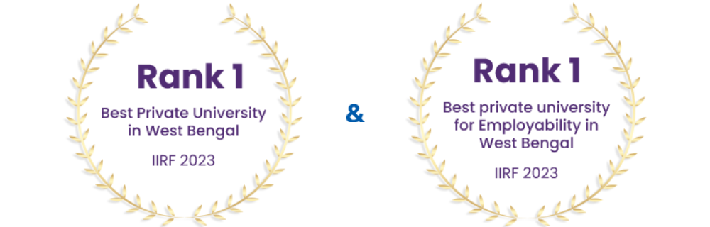 Rank 1st in West Bengal as Best Private University - IIRF Ranking | Rank 1st in West Bengal as Quality of Campus Life Category - Education World